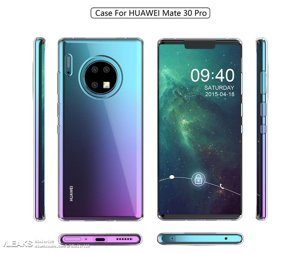 Case render for the Huawei Mate 30 Pro - Huawei Mate 30 Pro case render shows off a circular camera module on back