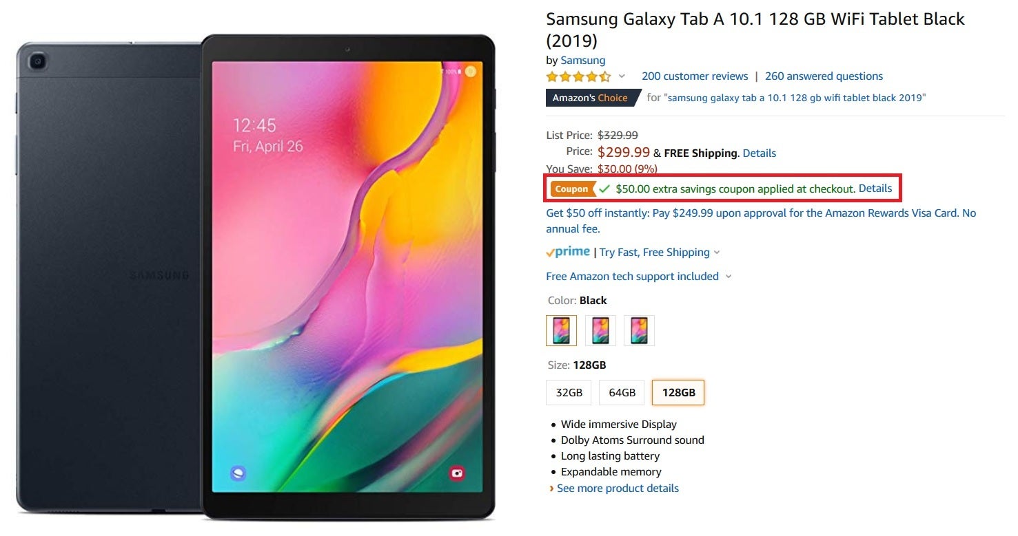 Save $80 on the Samsung Galaxy Tab A 10.1 (2019) - Save $80 on the 128GB Samsung Galaxy Tab A 10.1 (2019) at Amazon