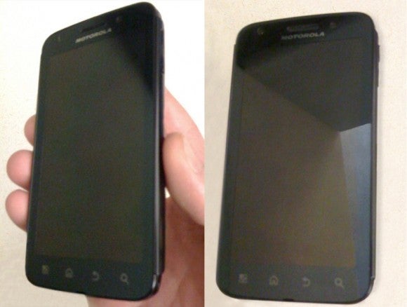 Motorola Olympus dual-core smartphone poses for the camera