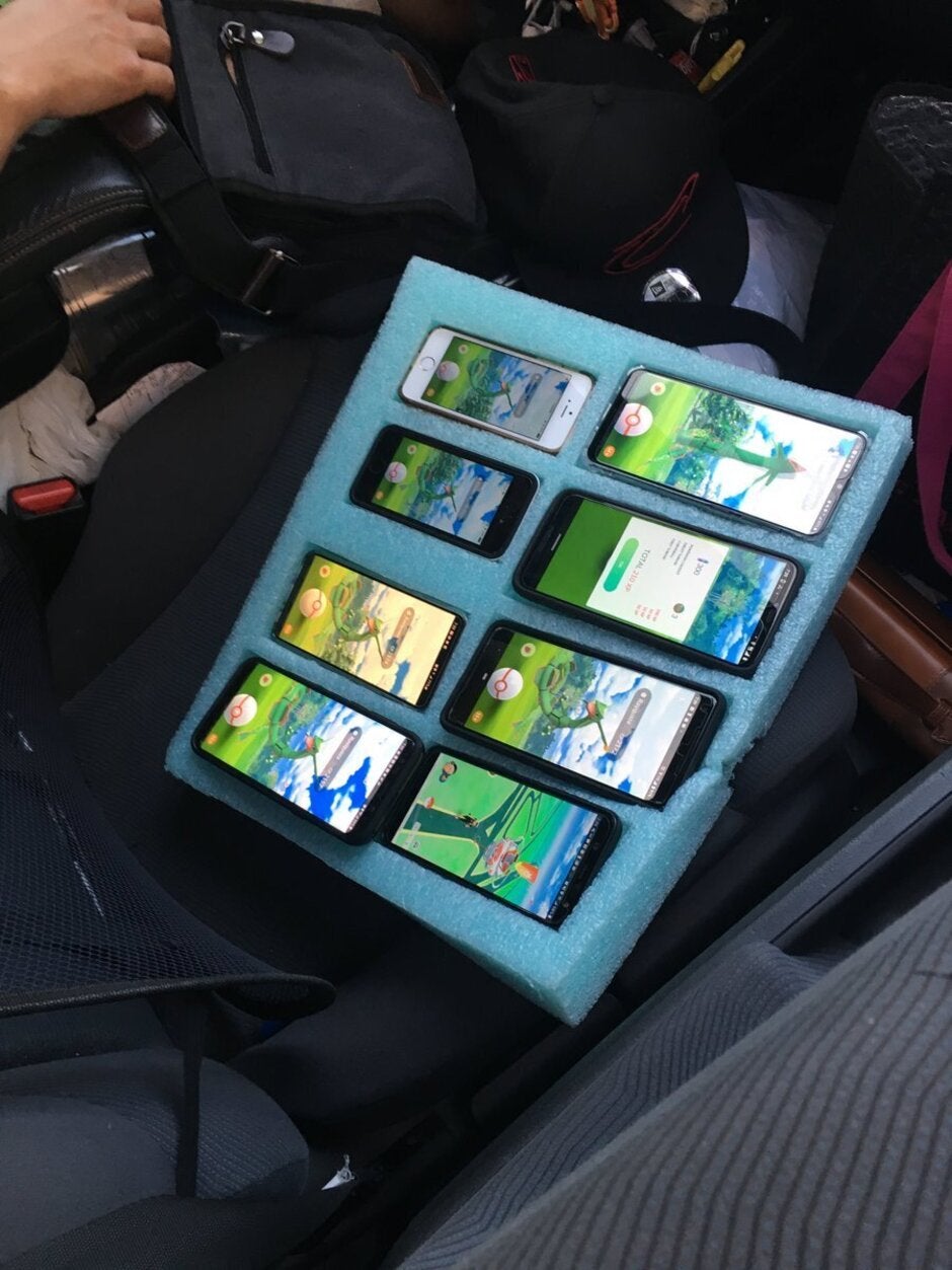 Unnamed man caught on the side of the highway playing 8 Pokemon Go games simultaneously - Trooper catches man playing Pokemon Go on eight different phones at one time