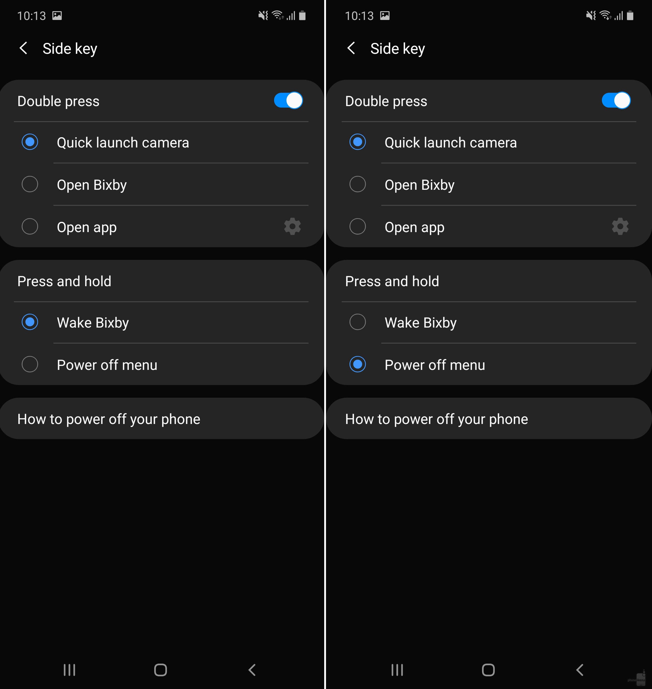 samsung power menu note 10