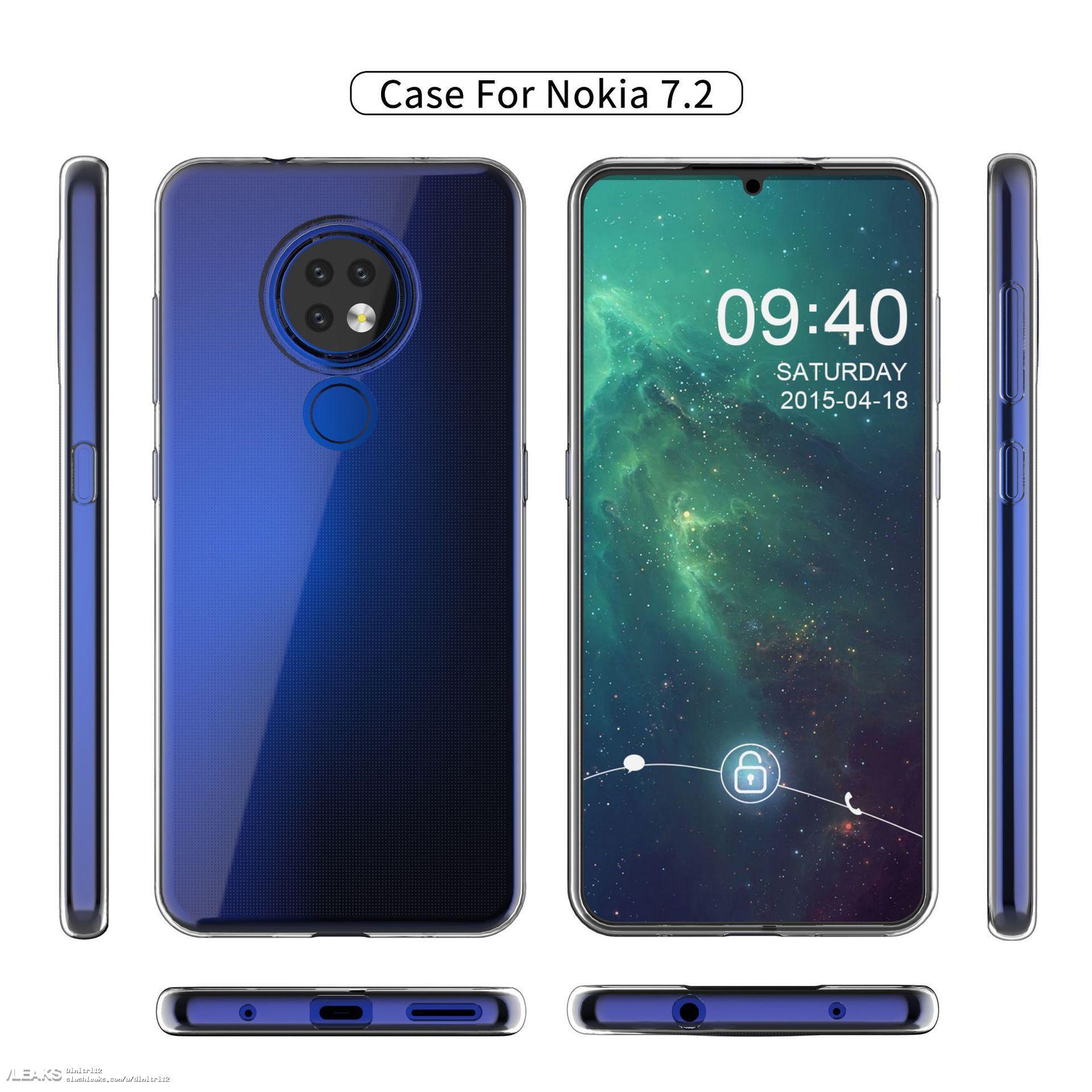 More Nokia 7.2 case renders show thin body, triple camera, waterdrop notch