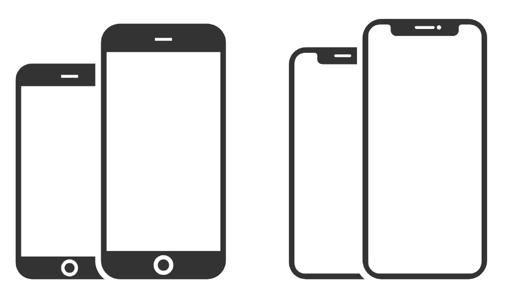 iPhone 8 series silhouette (left) and iPhone XS series silhouette (right - No, the iPhone 11 doesn't need a smaller notch or 5G connectivity