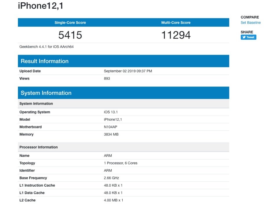iPhone 11 (R) benchmark points to memory upgrade, very small performance bump