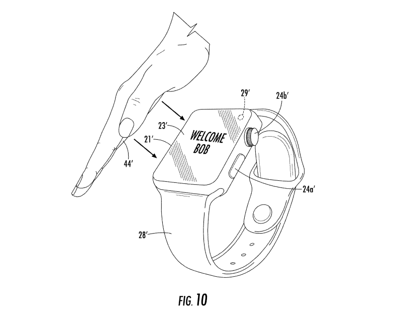 That&#039;s not the first patent that references an Apple Watch with a built-in camera, identified here with the number 29 - A new Apple patent shows what technology could replace FaceID and TouchID in future iPhones
