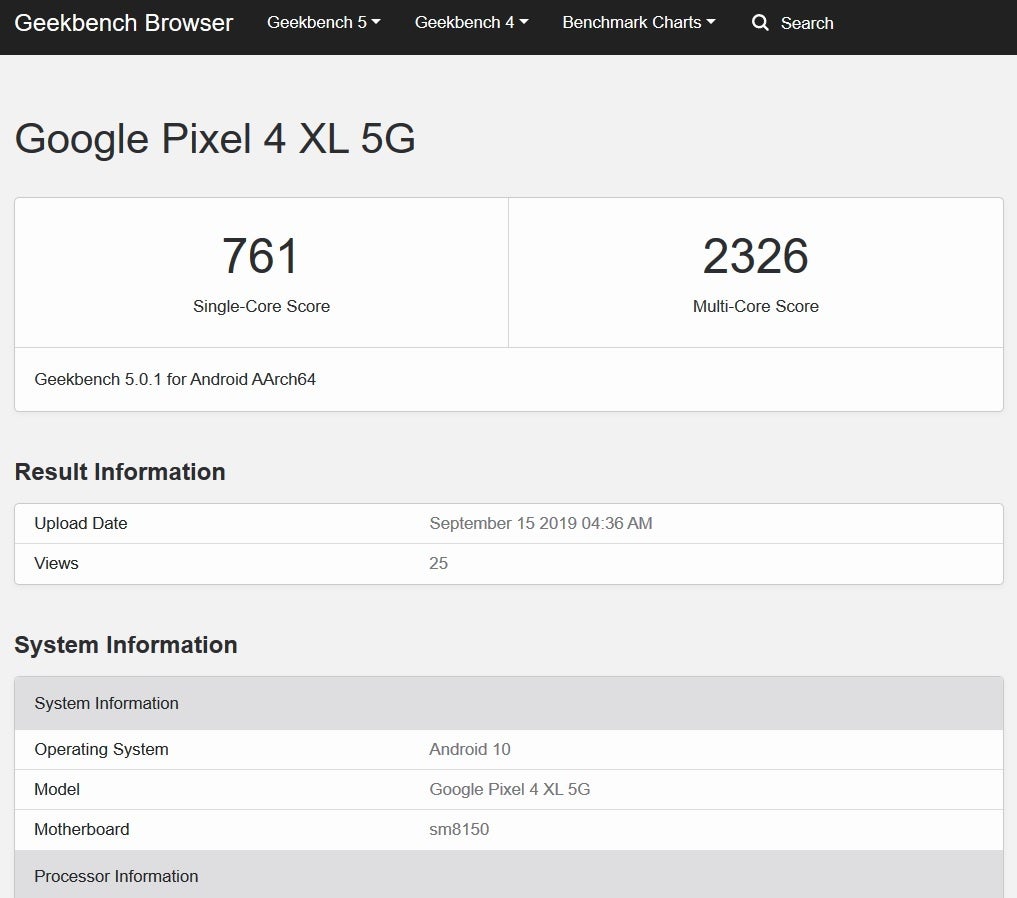 Geekbench test reveals the possible existence of a Pixel 4 XL 5G variant with 8GB of RAM - 5G variant of the Google Pixel 4 XL surfaces with 8GB of RAM