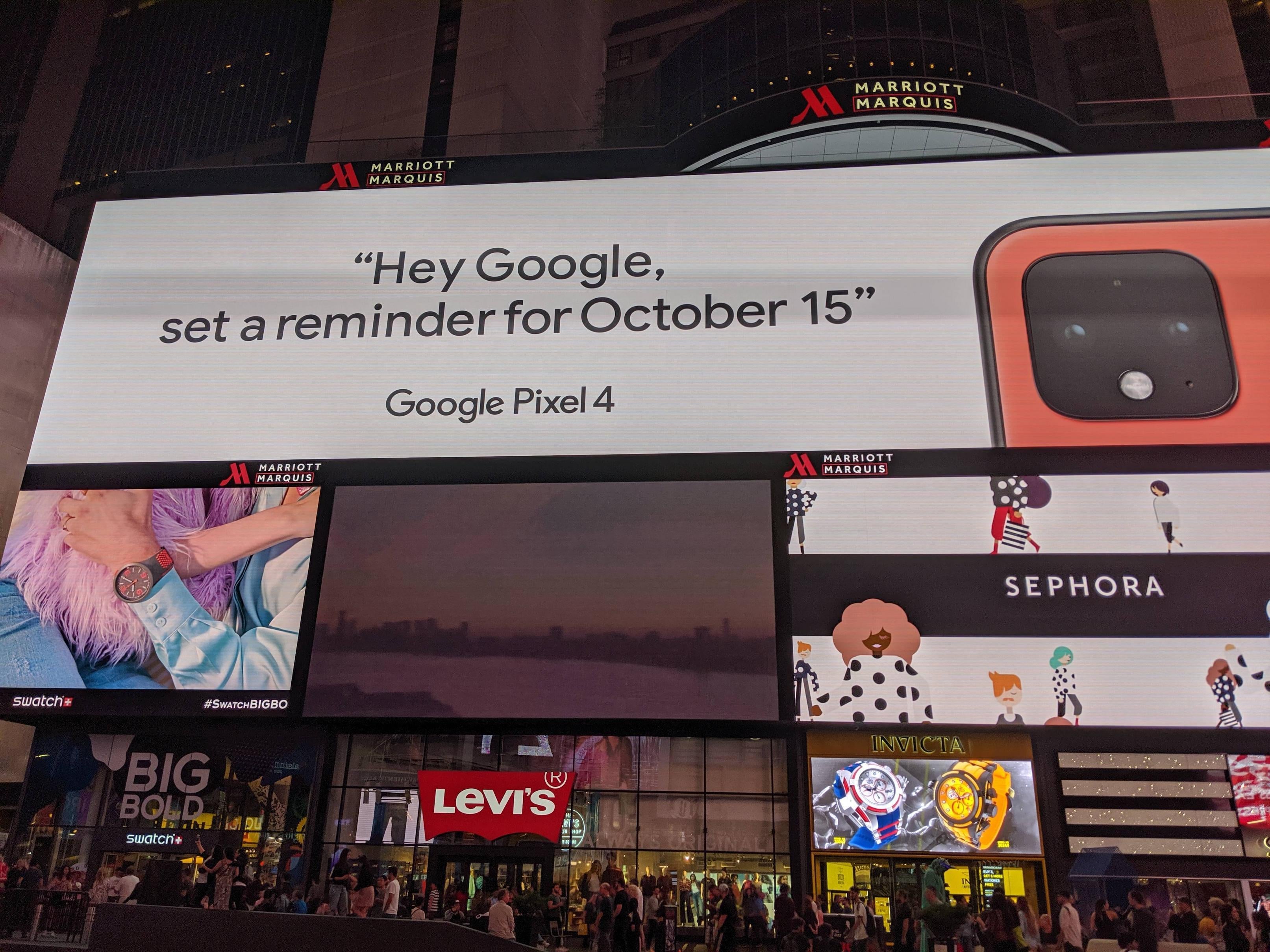 Google lights up Times Square with a teaser for the Pixel 4 - Times Square teaser confirms Coral/Orange Google Pixel 4