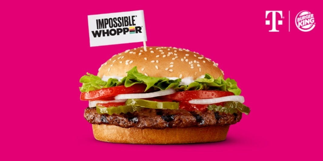 Next Tuesday, T-Mobile subscribers can try the beefless Impossible Whopper - T-Mobile has a lot on its plate, but wants to put something on your plate next Tuesday
