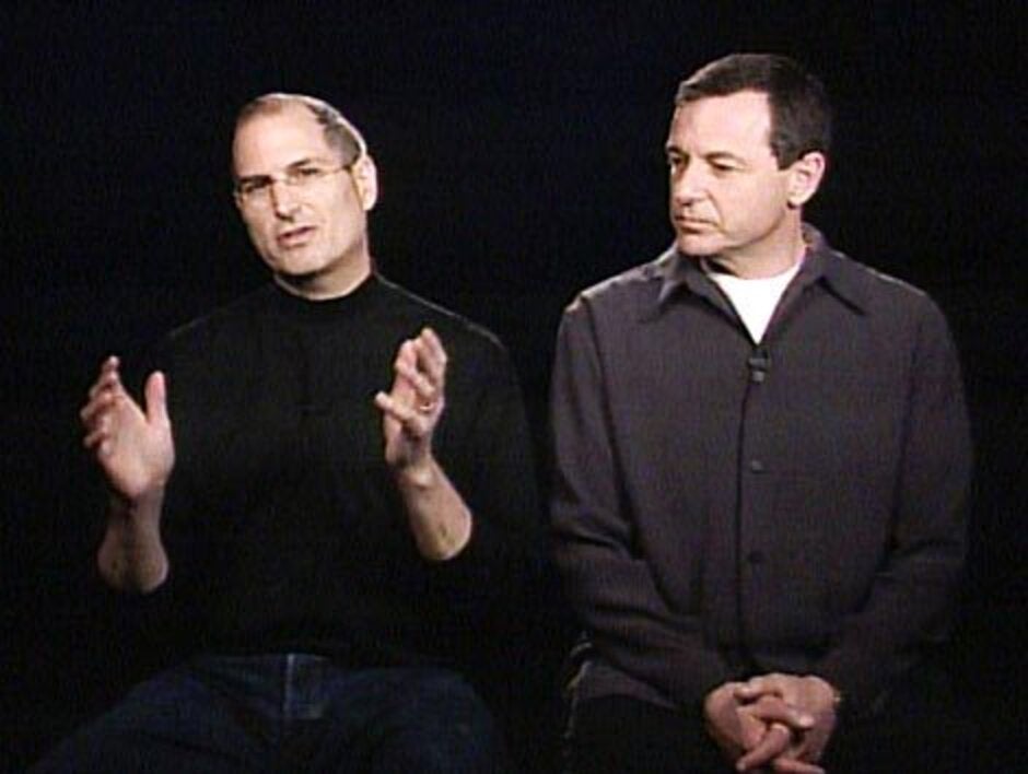 Steve Jobs and Bob Iger - Top executive says Disney-Apple merger could have taken place had Steve Jobs not died