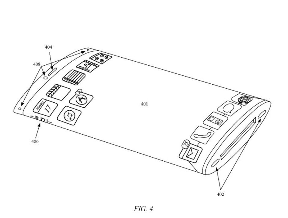 Illustration from a patent titled Electronic device with wrap-around housing that was awarded to Apple last year - If Xiaomi's insane Mi Mix Alpha concept seems familiar, this Apple patent could be why