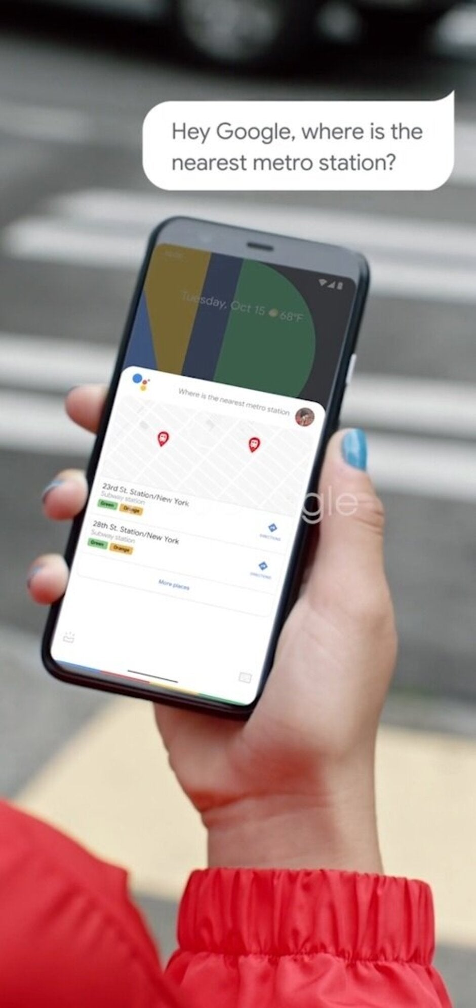 From the promo for Google Assistant on the Pixel 4 - Leaked promo videos show Pixel 4's Motion Sense in action
