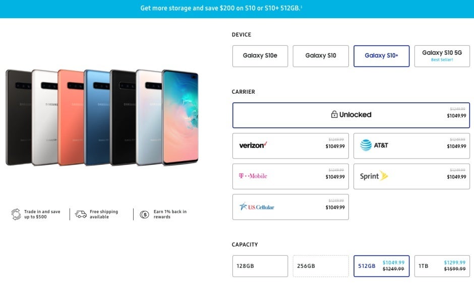 Samsung takes $200 off Galaxy S10 and S10+ with 512GB storage and no strings attached