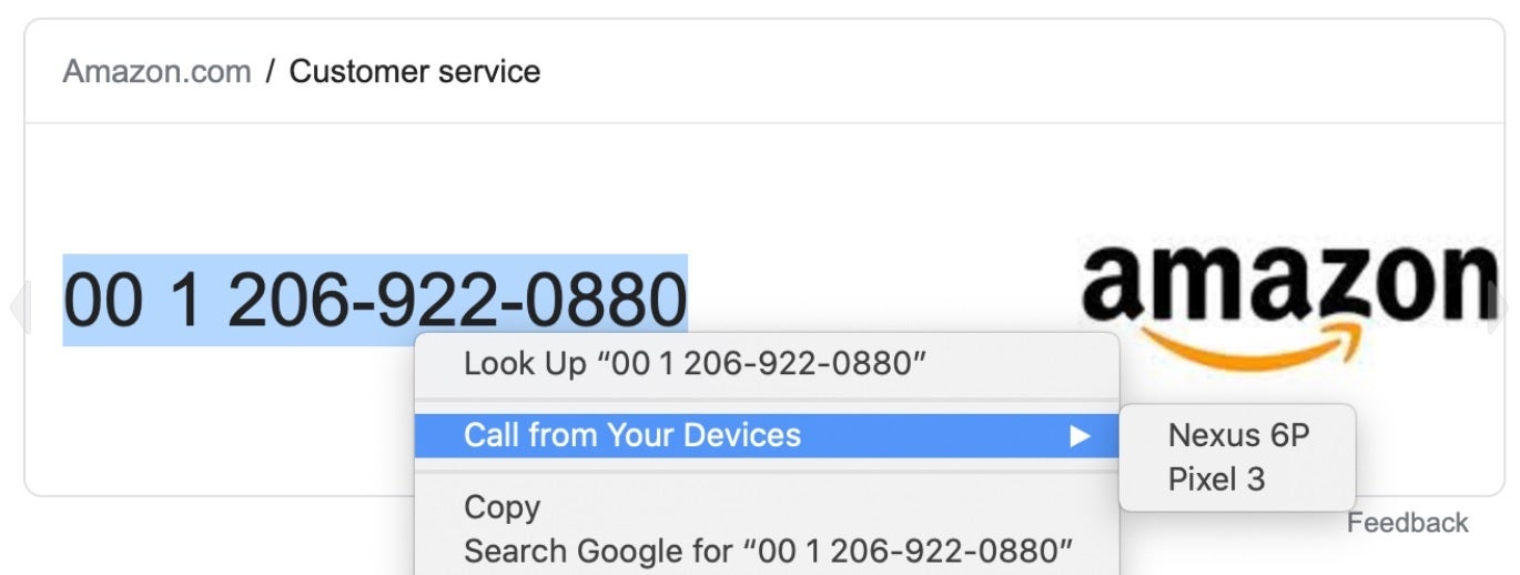 With Chrome Beta 78, right-clicking on a hyperlinked phone number will allow you to send a notification with that number to your Android phone - Google tests feature that will send a phone number from your desktop to your phone&#039;s dialer