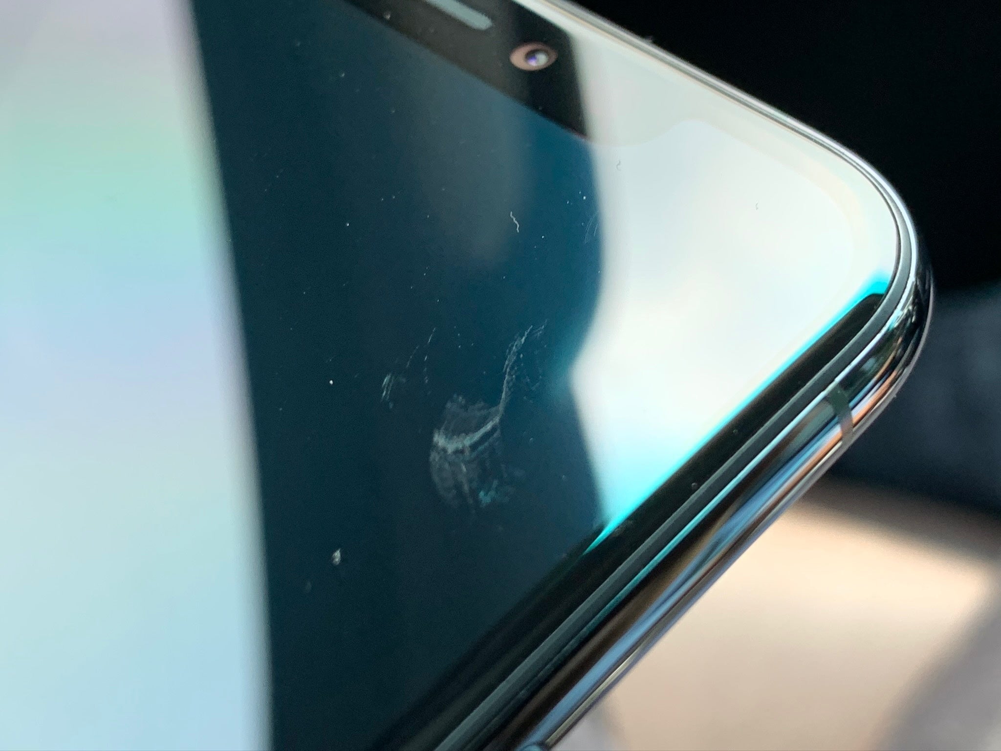 Photo from iPhone 11 user shows a scratch on the handset's display - Issue with new iPhone models contradicts a major claim made by Apple