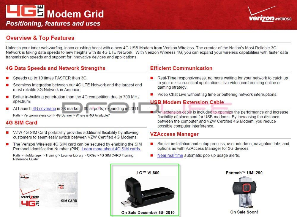 A look at Verizon's 4G modem lineup - Verizon launches LTE around December 5th