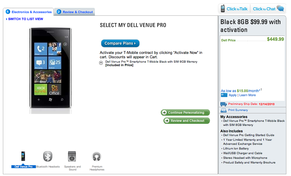 The Dell Venue Pro is available today with the 8GB version going for $99.99 after a 2 year contract with T-Mobile is signed - Dell Venue Pro now available; 8GB model going for $99 on contract