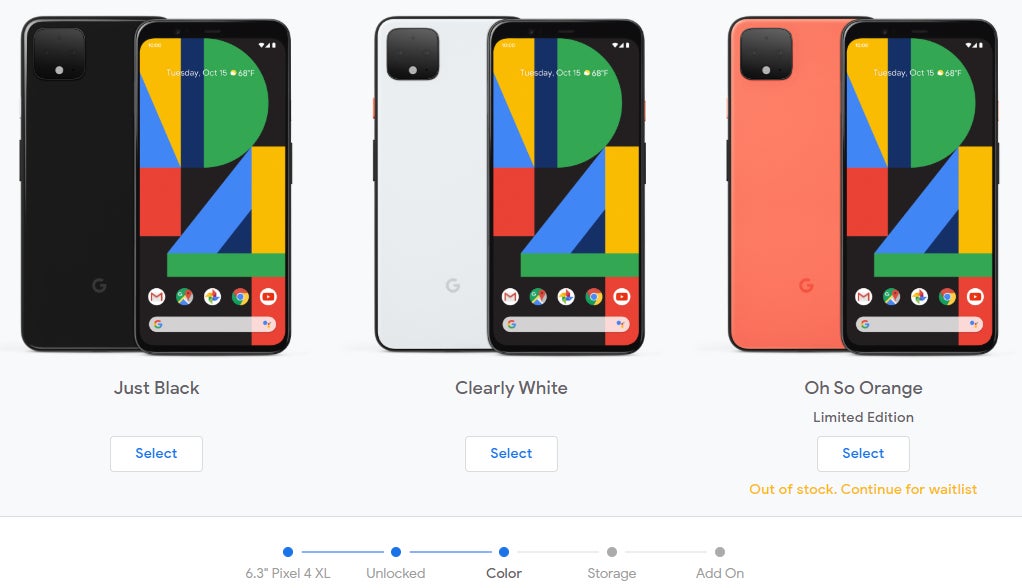 The unlocked Google Pixel 4 XL in "Oh So Orange" is already out of stock