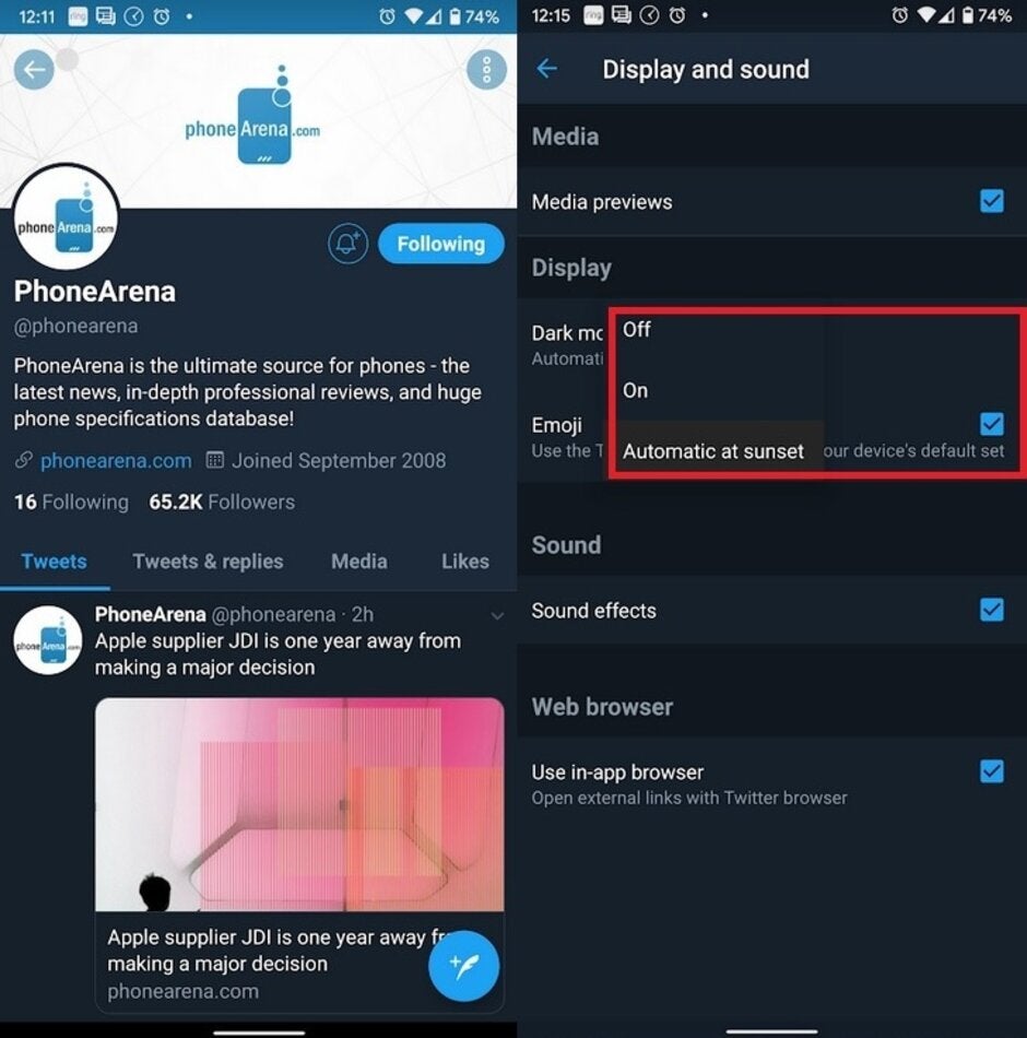 The current stable version of Twitter on Android uses a dark blue background for Dark mode - Twitter's Android users are starting to get the version of Dark mode enjoyed by iPhone users