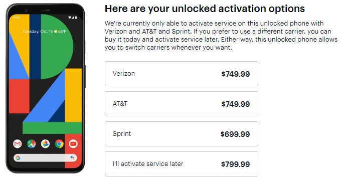 Prices for the unlocked Google Pixel 4 start at just $699.99 at Best Buy - Deal: Unlocked Google Pixel 4 and 4 XL are discounted at Best Buy (with activation on Verizon, AT&amp;T, or Sprint)