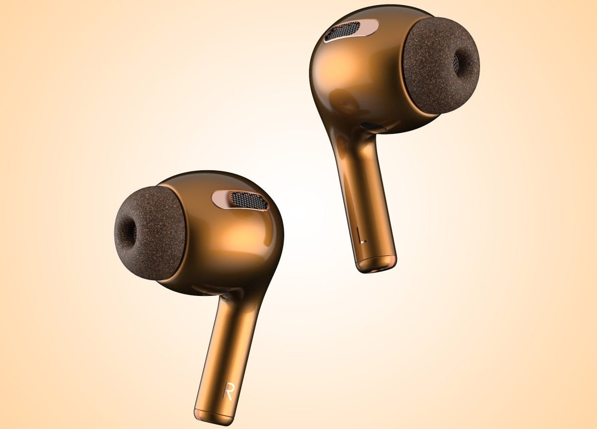 Gold AirPods Pro concept render from @PhoneIndustry_ - Apple AirPods Pro expected to 'focus on' noise reduction, waterproofing, and new colors