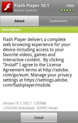 Flash Player 10.1.105.7 - Bugfixes in tow with Flash Player 10.1.105.7 in the Android Market