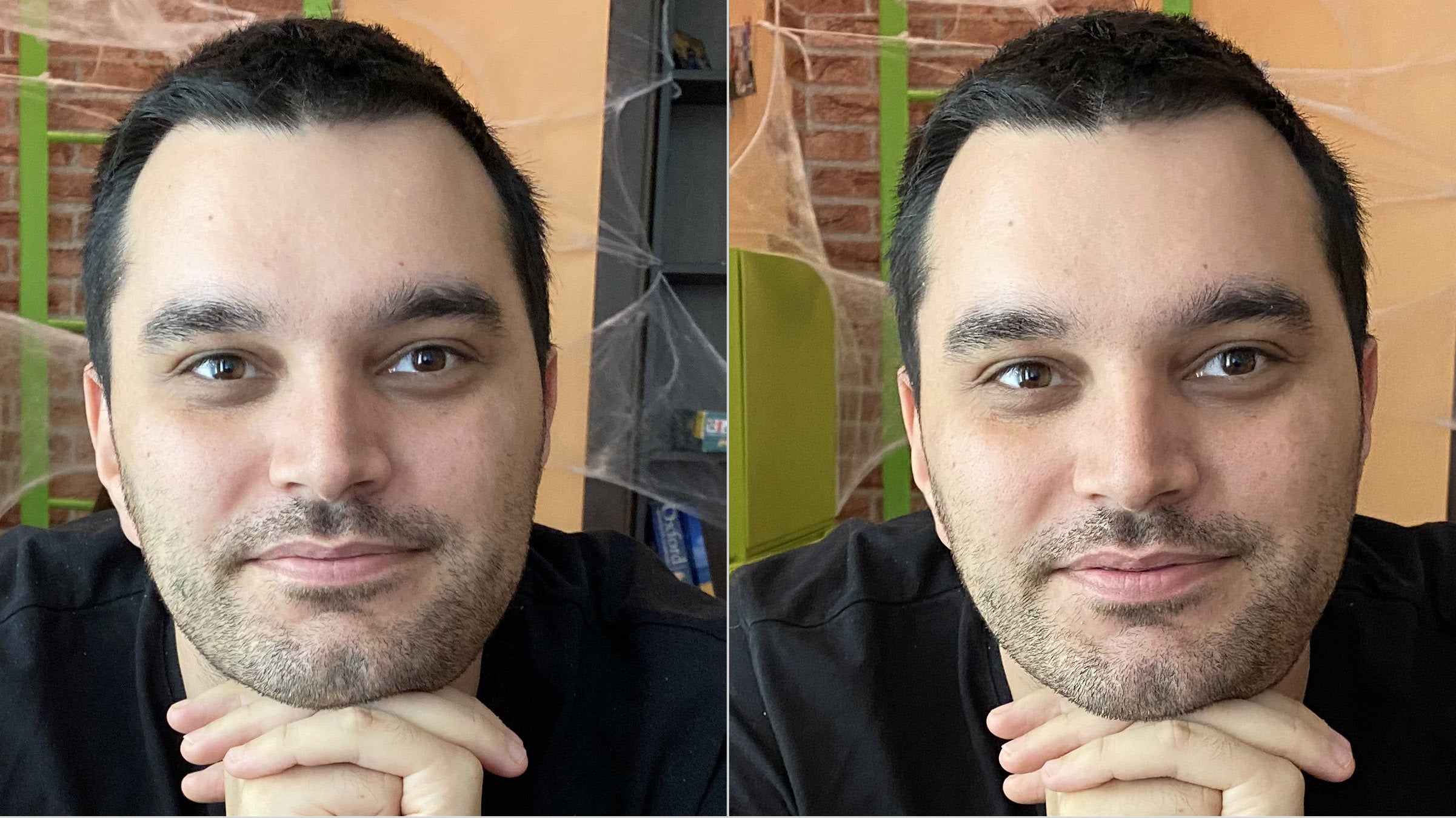 Regular photo on the left, Deep Fusion on the right (150% crop) - Deep Fusion demo: before and after