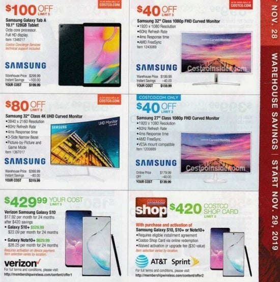 galaxy note 10 costco