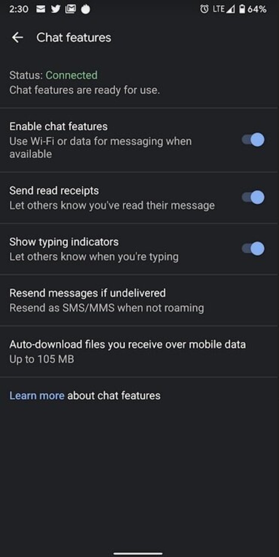 Example of a phone still connected to RCS - Several Android phones have had the RCS messaging hack disabled