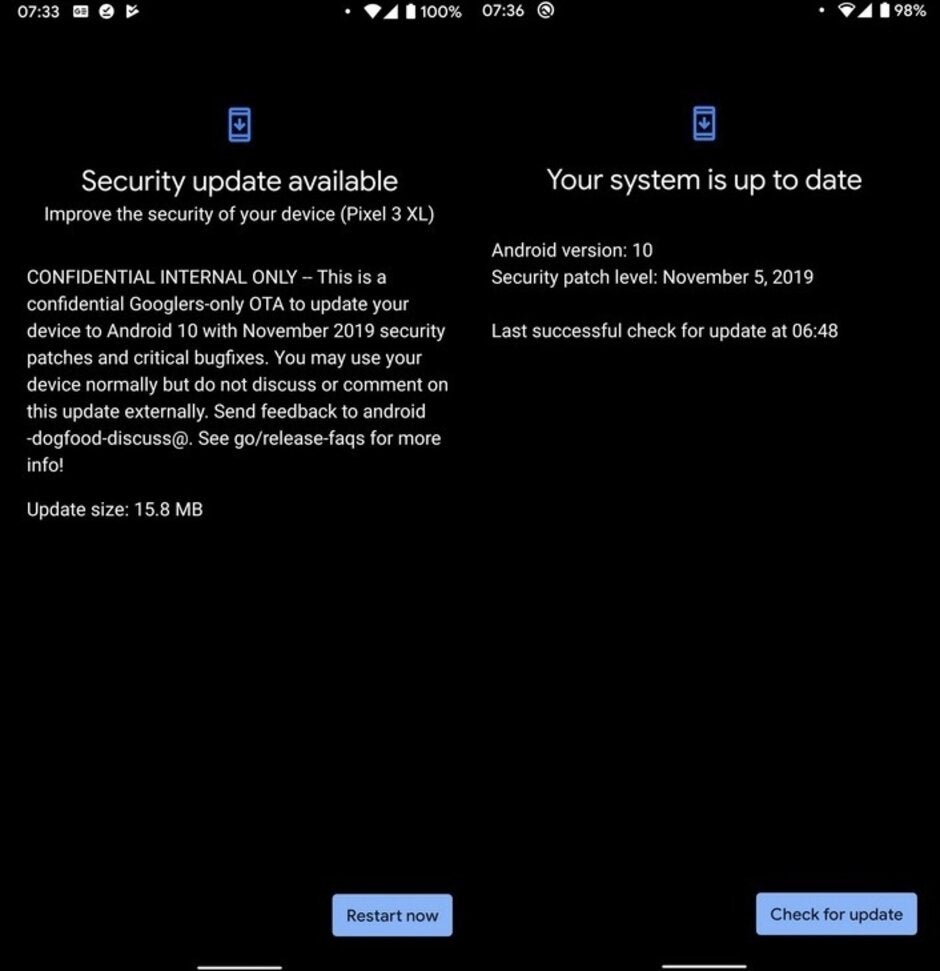 Some Pixel 3 users have received a confidential version of Tuesday's Android security update a few days early by accident - Some Pixel 3 owners receive a confidential version of the November Android update by mistake