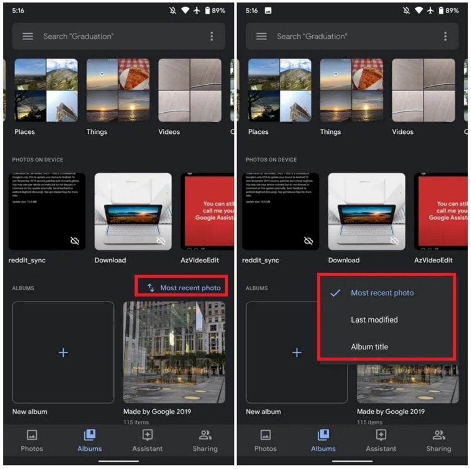 Update allows Google Photos users to sort Albums based on new options - Google works to improve Photos app album storage; Pixel 4 users can now export video stills