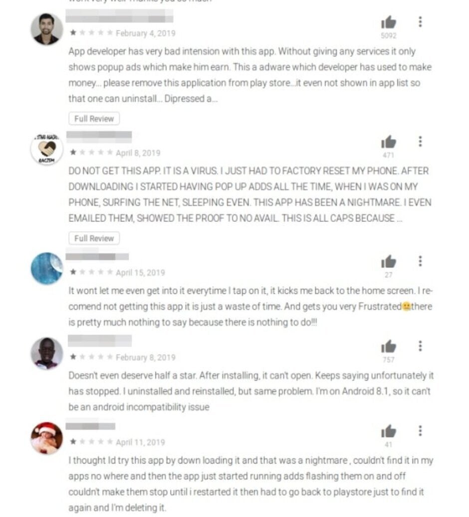 Typical comment section from an app containing malware; if you see comments like these-RUN - Google creates the App Defense Alliance to guard against malware-laden Android apps