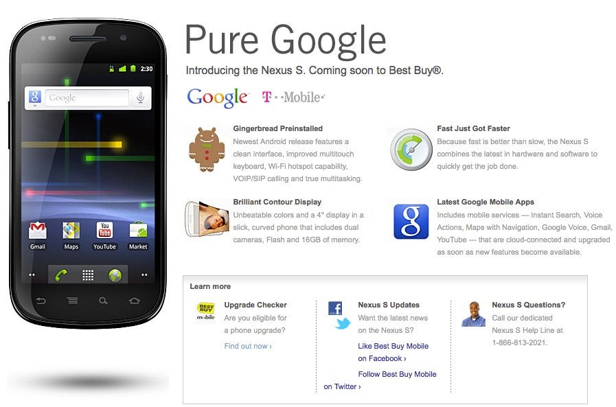 Information about the Google Nexus S is once again up on Best Buys site. - Information regarding the Google Nexus S is now for real on Best Buy&#039;s web site