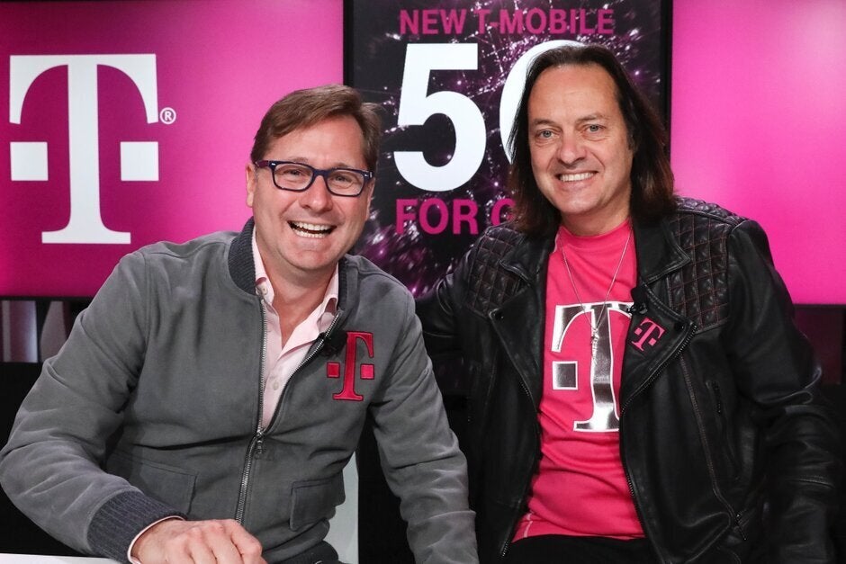 T-Mobile President Mike Sievert and CEO John Legere announce the December 6th launch of the carrier&#039;s nationwide 5G network - T-Mobile CEO Legere could be leaving for WeWork