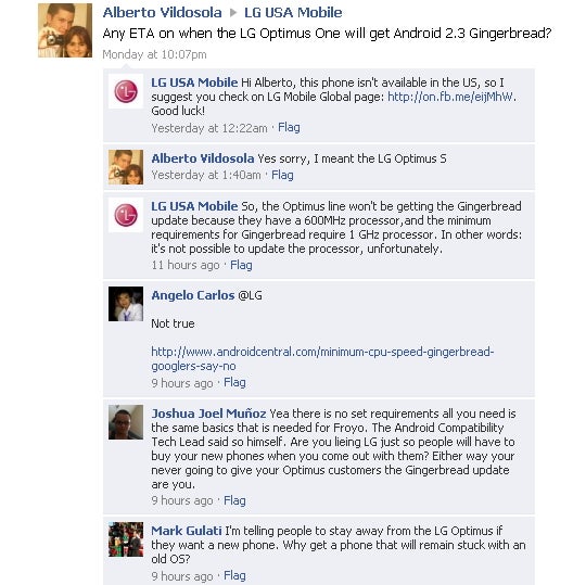 LG Optimus One series stuck with Froyo?
