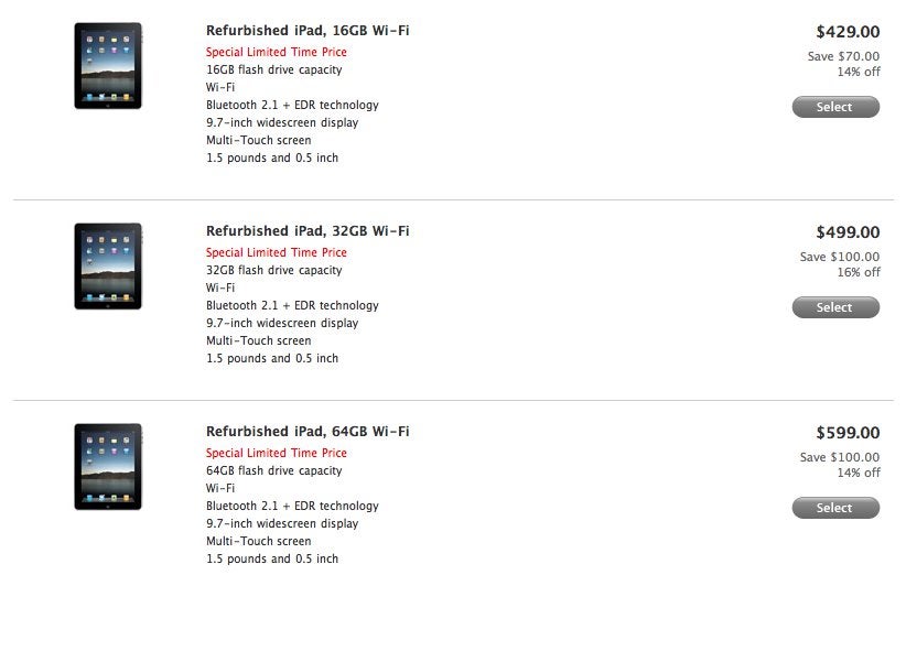 Apple offers refurbished iPads from $430