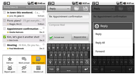 The upgraded Gmail app for Android 2.2 or higher brings better priority alerts and the ability to change the destination of your letter as you compose it - Gmail app for Android is updated with much improved features for priority emails