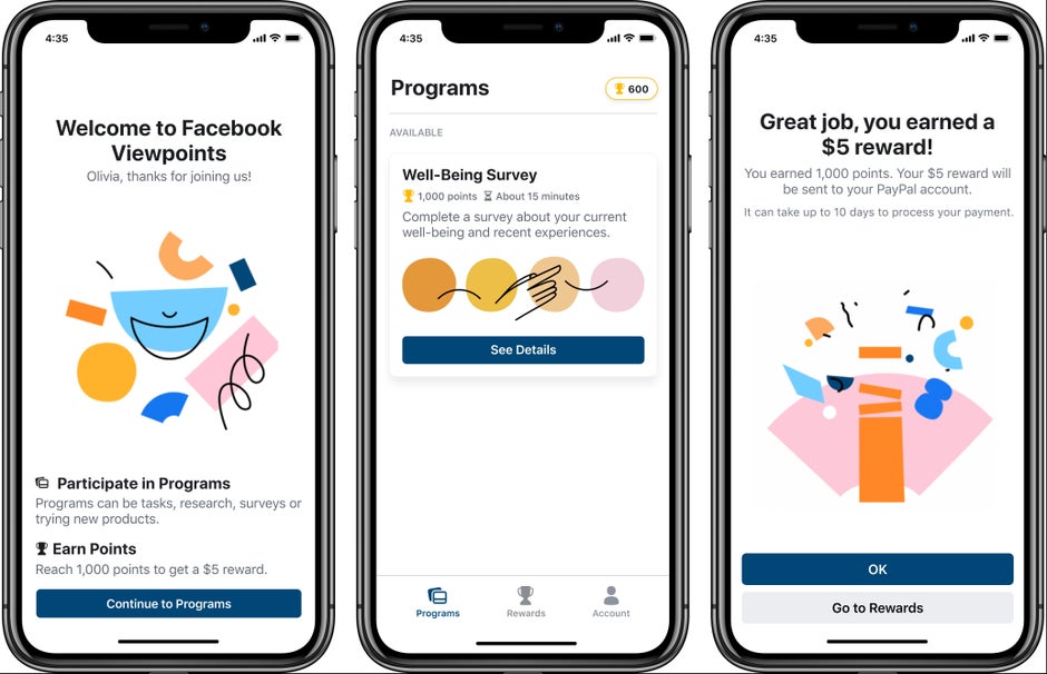 Facebook Viewpoints is now available in the App Store and Google Play Store - Facebook's new app pays you real money to share your views
