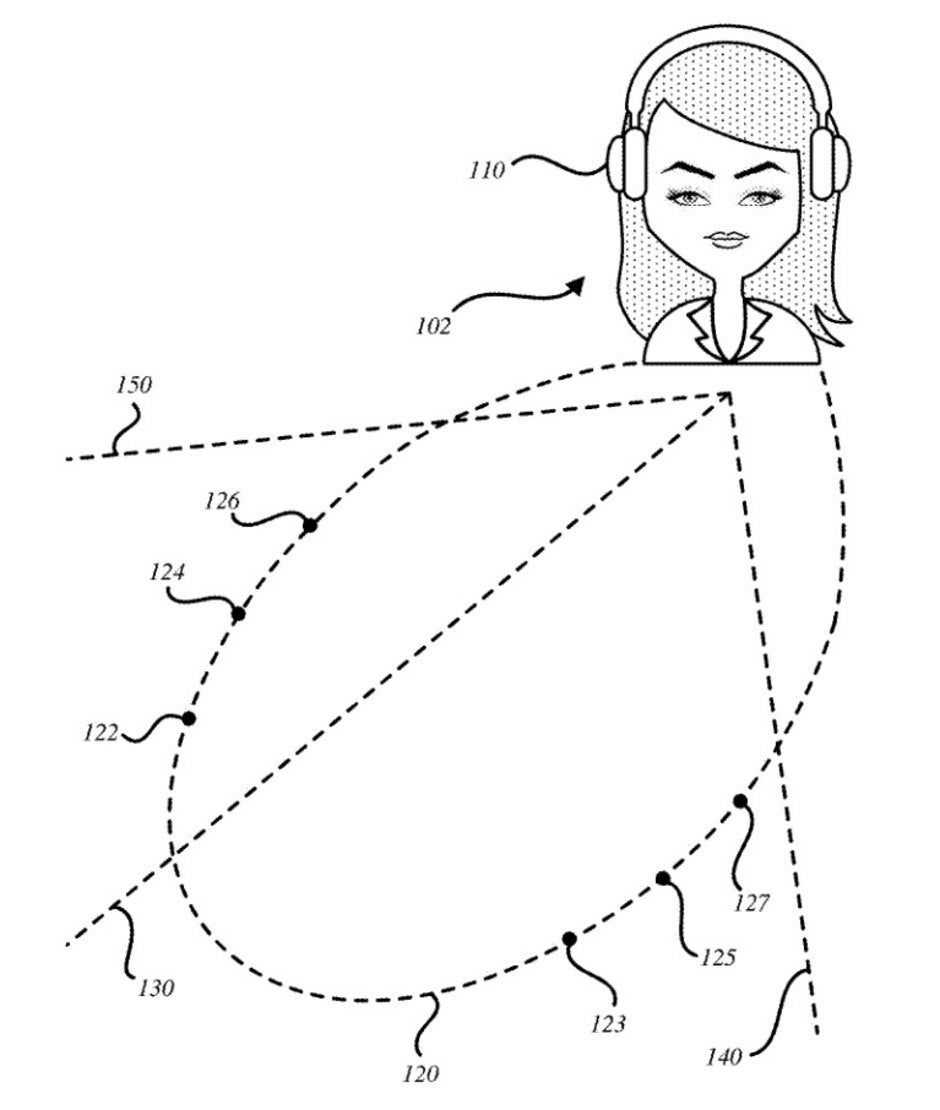 Illustration from Apple's new patent related to AR audio headphones - Apple patents technology for AR audio headphones