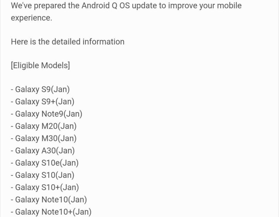 Samsung's Galaxy S9, S10, and Note 10 families could all get Android 10 in January