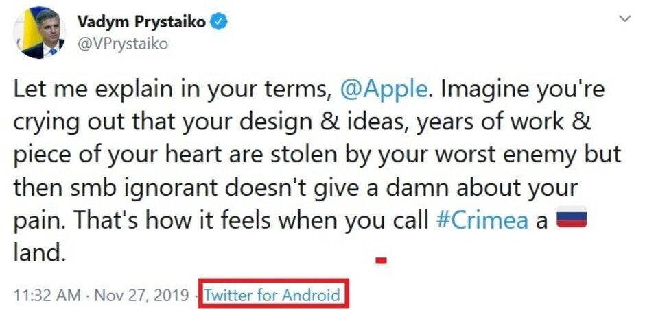 Ukraine&#039;s foreign minister calls out Apple on Twitter for making Crimea part of Russia - Apple will review its policies after siding with Russia on Crimea