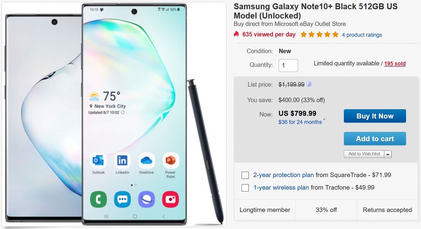 Buy the unlocked Samsung Galaxy Note 10+ on sale from Microsoft - Microsoft has a great deal on the unlocked U.S. Samsung Galaxy Note 10+