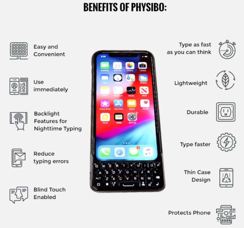 The Physibo is a Bluetooth keyboard case for certain iPhone models - Bluetooth keyboard case for the Apple iPhone needs a holiday miracle to get funded