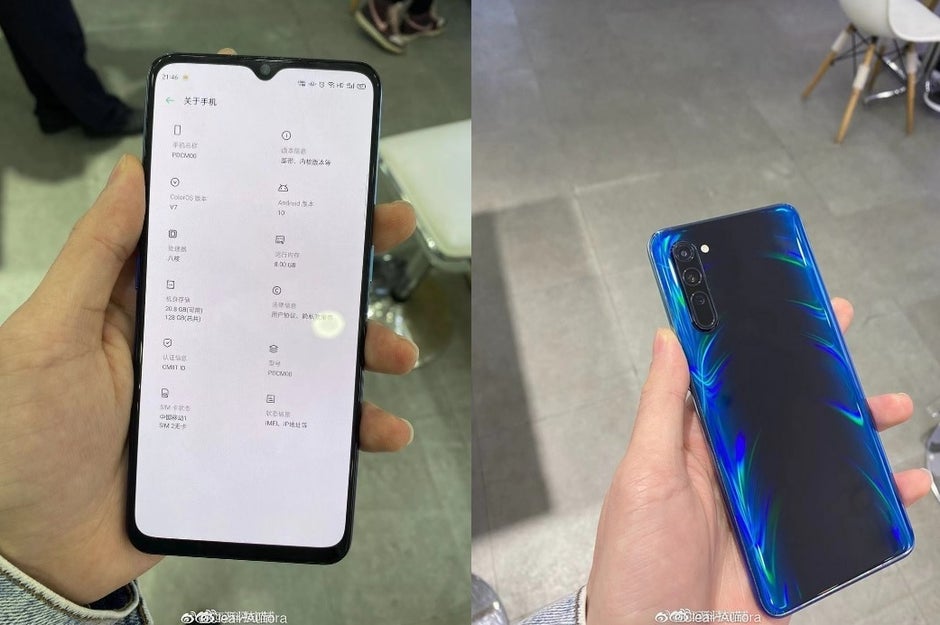 The Oppo Reno3 5G in a blue gradient color - Live photos leak showing the Oppo Reno3 5G and the Oppo Reno3 Pro 5G