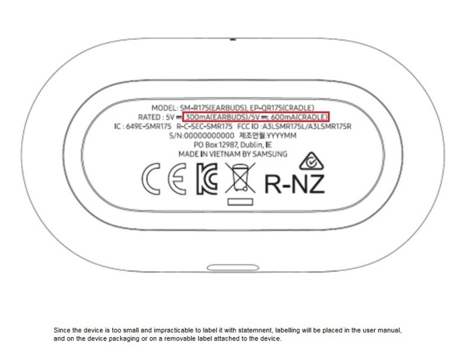 FCC label for the Samsung Galaxy Buds+ reveals a 50% hike in battery capacity - Samsung to hike the capacity of the batteries on the Galaxy Buds+ by 50%