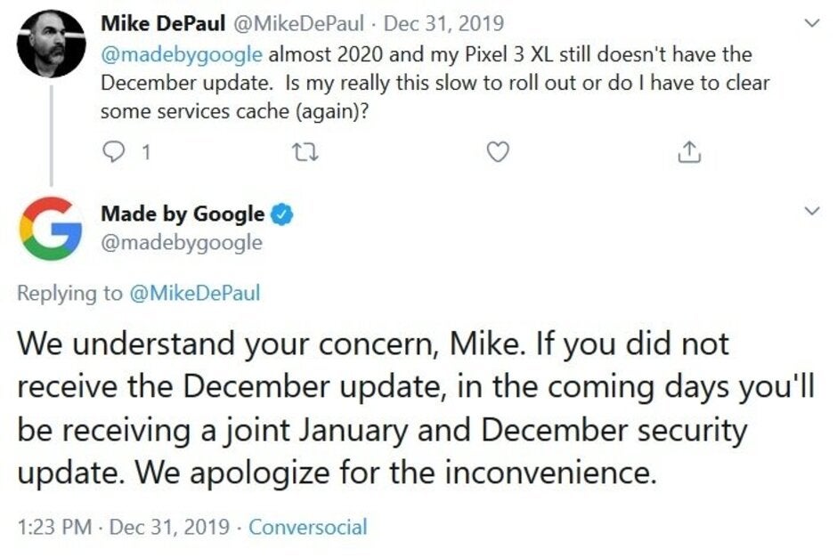 Google is telling Pixel users who did not receive the December patch to expect one that will combine the updates for December and January - Google to kill two birds with one update for some Pixel users