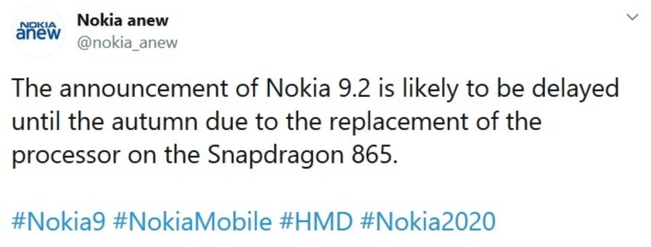 The Nokia 9.2 will reportedly be powered by a Snapdragon 865 Mobile Platform - Nokia's next flagship is delayed for a very good reason