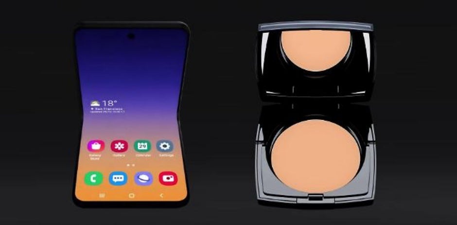 Galaxy Bloom (left),&amp;nbsp;Lanc&amp;ocirc;me compact powder foundation (right) - Samsung secretly &#039;confirms&#039; foldable Galaxy Bloom and Galaxy S20 names