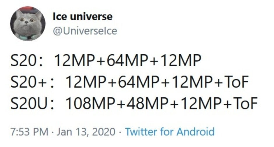 Rumored camera specs for the Galaxy S20 series - Tipster tweets camera specs for the entire Samsung Galaxy S20 series