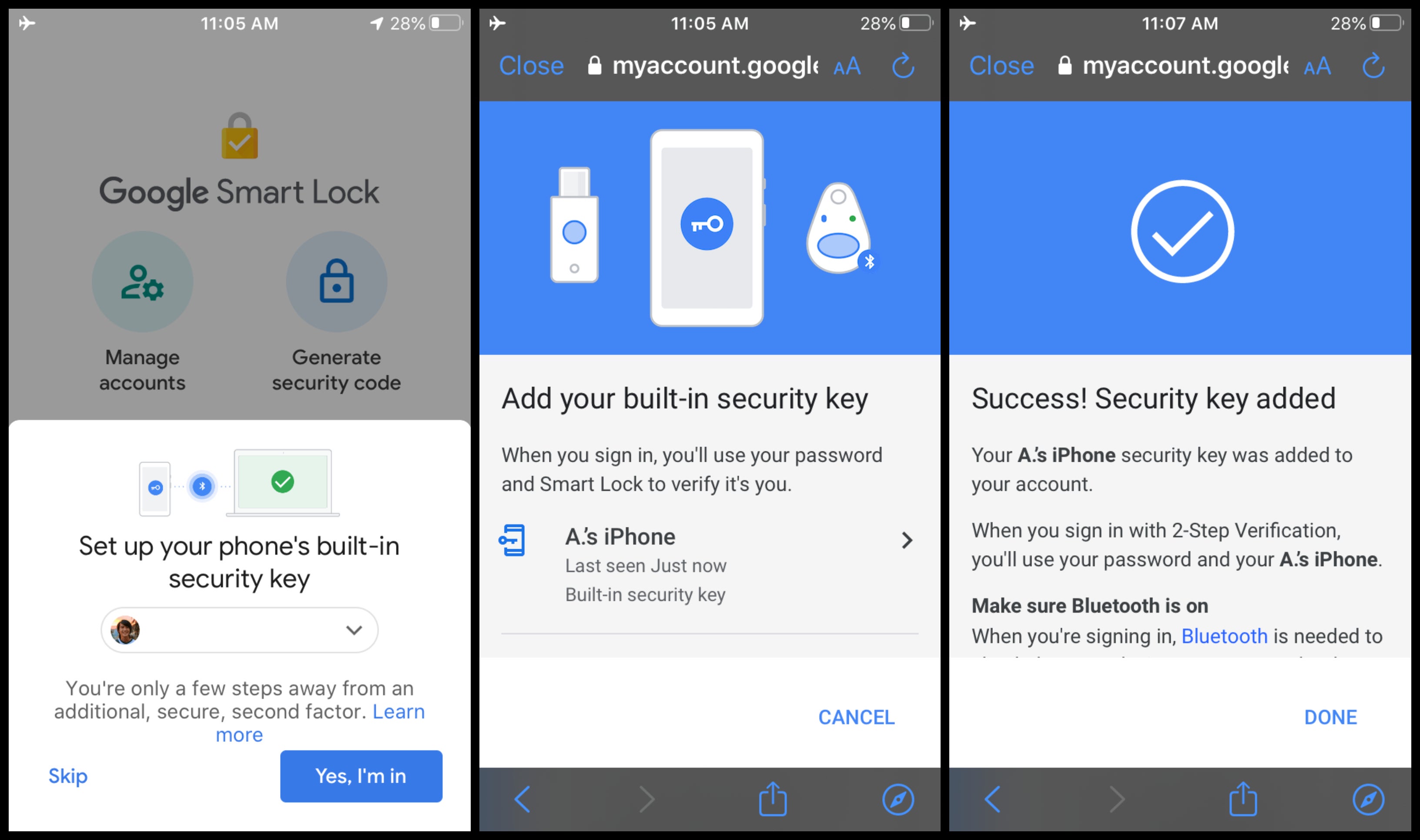 Photos courtesy of 9to5Google - Google introduces iPhone support for an important security feature