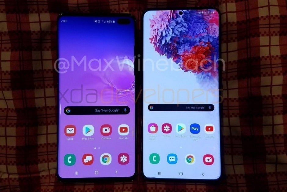 Galaxy S10+ (left), Galaxy S20+ (right) - Hands-on video and new pic reveal the full Galaxy S20+ story